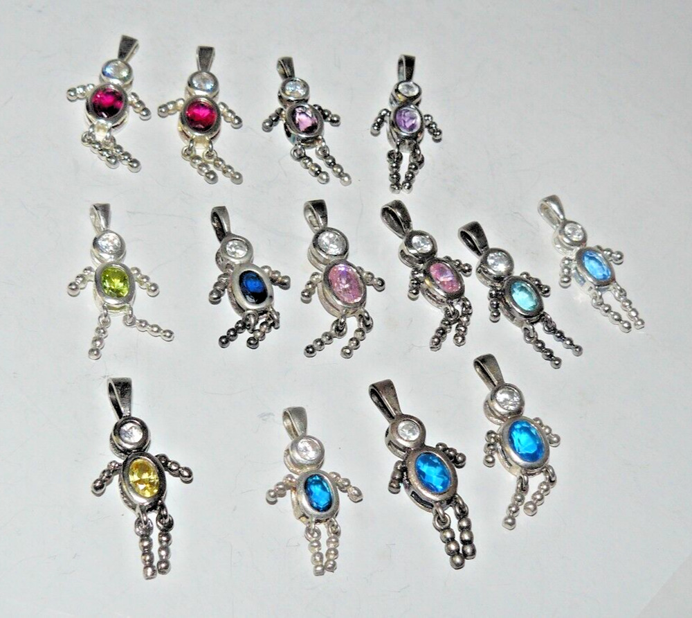 Vintage Sterling Silver 925 Birthstone Boy Girl Children & Angel Charms Pendants